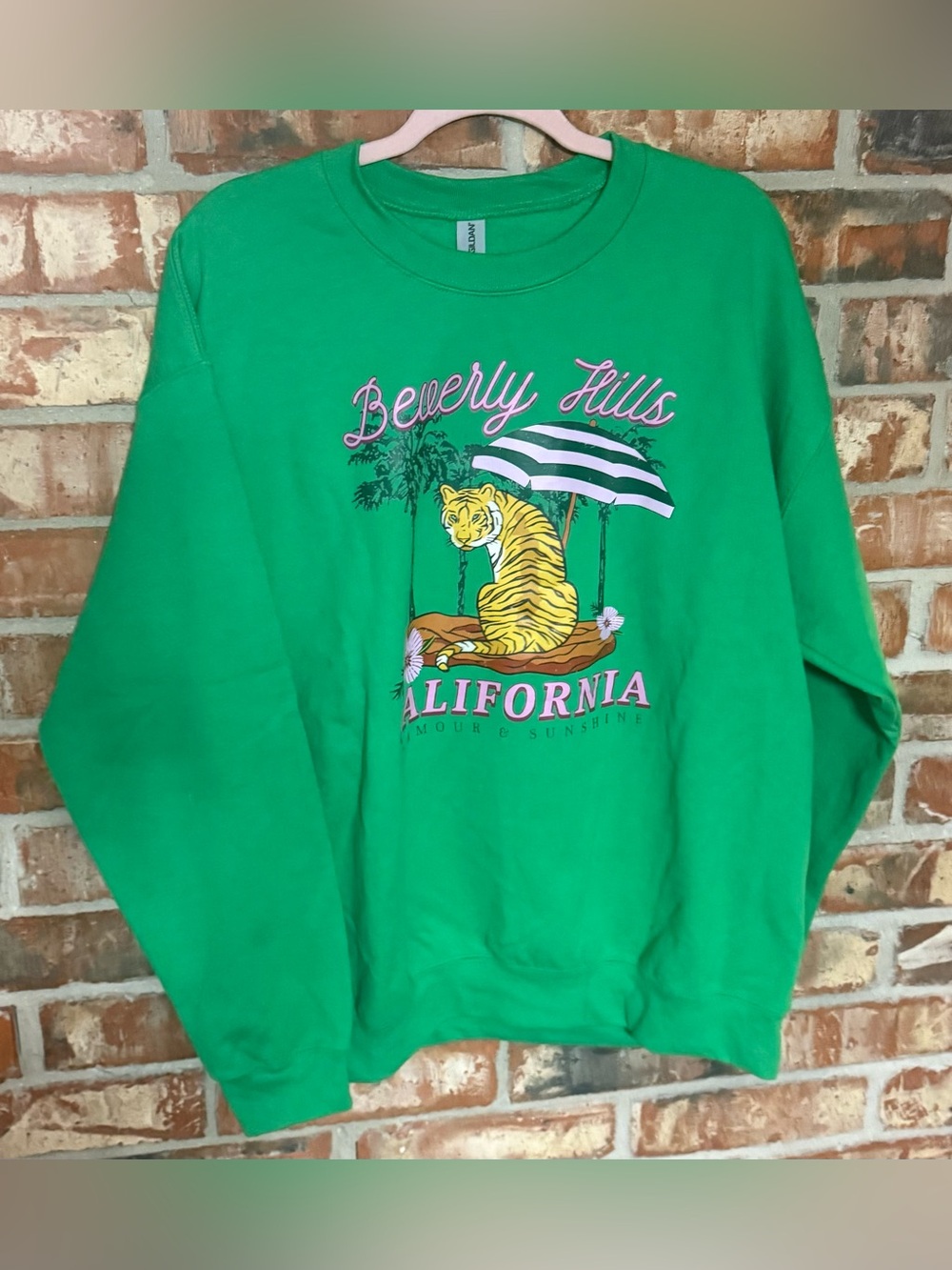 Gildan Green 'Beverly Hills California' Graphic Sweatshirt